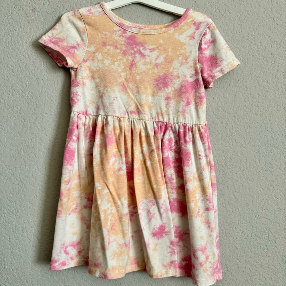 Cat & jack 5T pink and orange tie-dye dress